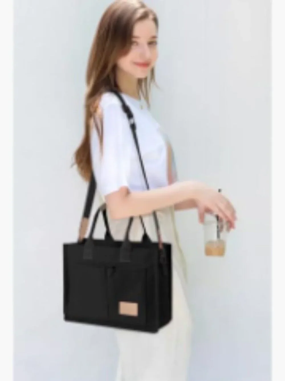 Canvas Tote Bag for Women Crossbody Work Purse with Pockets Satchel Handbag